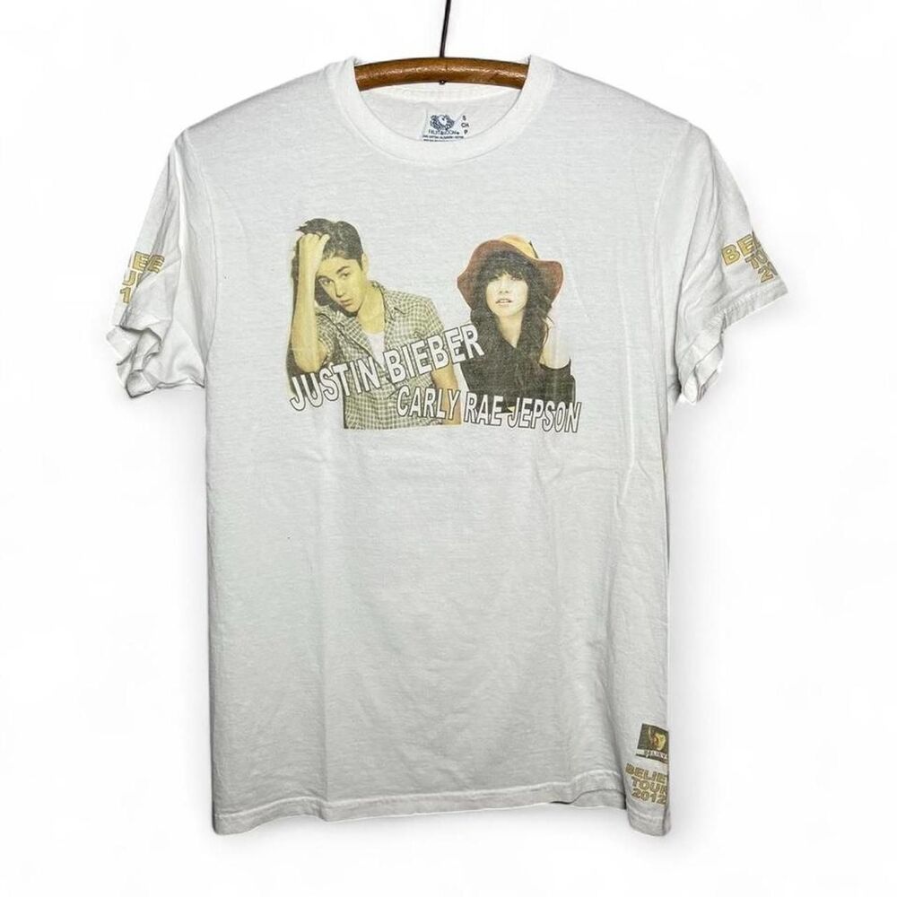 Vintage 2012 Justin Bieber and Carly Rae Jepsen Believe Band T-Shirt Size S
